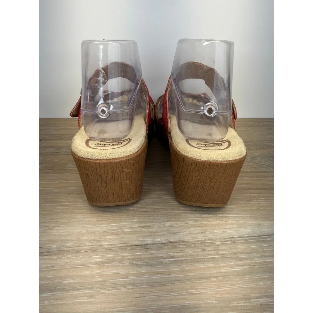 Dansko Sophie‎ Wedge Sandals Red Snake Print Leather Comfortcore Women 40 9.5-10